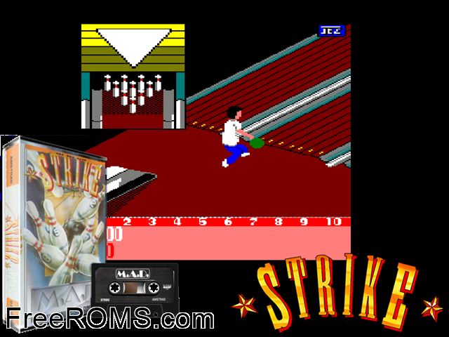 Strike (UK) (1987) Amstrad CPC game showing 3D box cover and gameplay screenshot