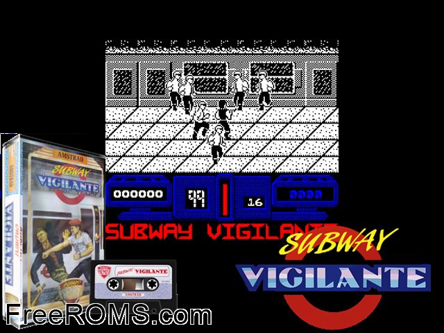 Subway Vigilante (UK) (1989) Amstrad CPC game showing 3D box cover and gameplay screenshot