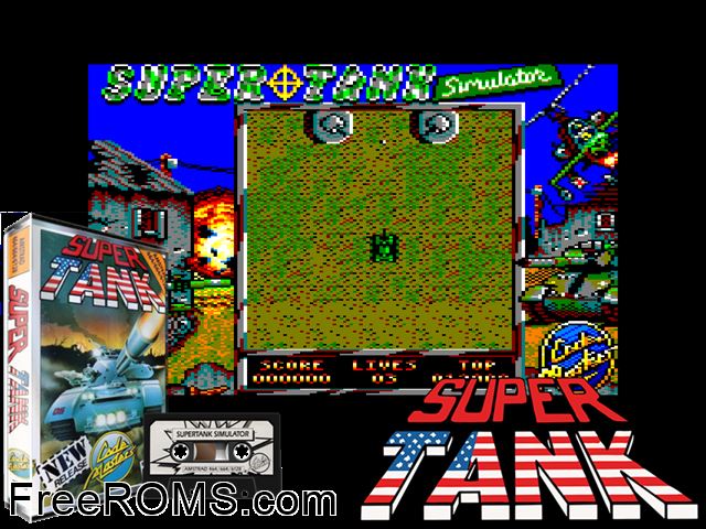 Super Tank Simulator (UK) (1989) Amstrad CPC game showing 3D box cover and gameplay screenshot