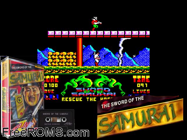 Sword of the Samurai (UK) (1992) Amstrad CPC game showing 3D box cover and gameplay screenshot