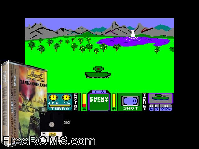 Tank Command (UK) (1986) Amstrad CPC game showing 3D box cover and gameplay screenshot