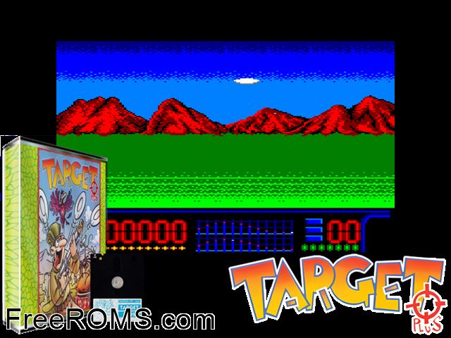 Target Plus (UK) (1988) Amstrad CPC game showing 3D box cover and gameplay screenshot