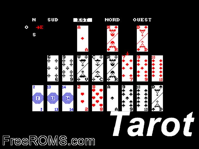 Tarot (F) (19xx) Amstrad CPC game showing 3D box cover and gameplay screenshot