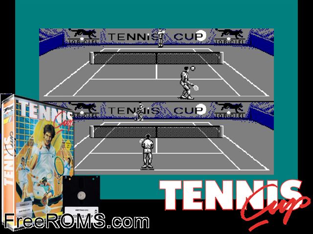 Tennis Cup (F) (1989) Amstrad CPC game showing 3D box cover and gameplay screenshot