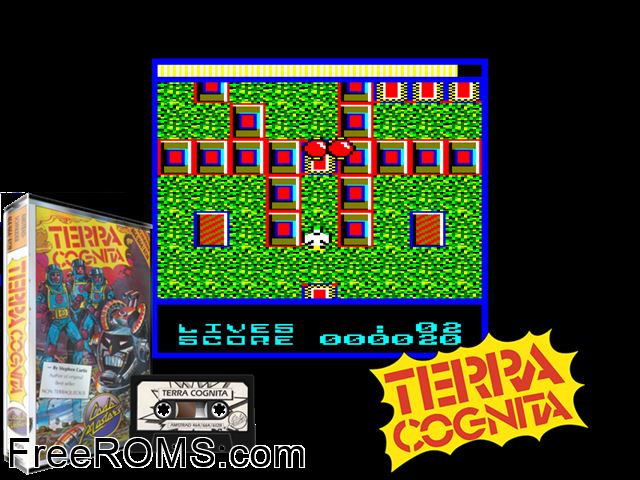 Terra Cognita (UK) (1987) Amstrad CPC game showing 3D box cover and gameplay screenshot