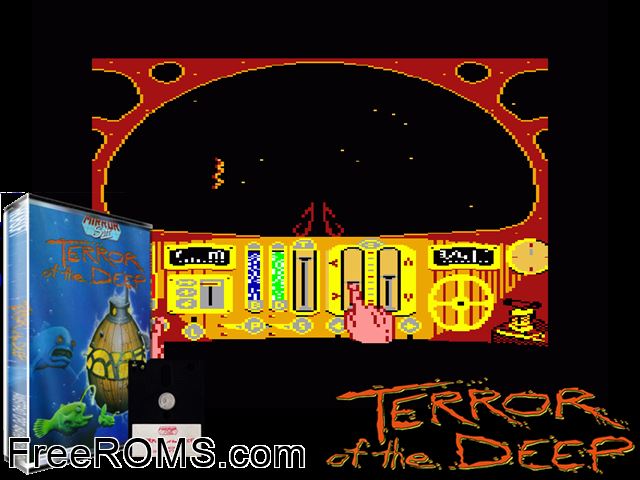 Terror of the Deep (UK) (1987) Amstrad CPC game showing 3D box cover and gameplay screenshot