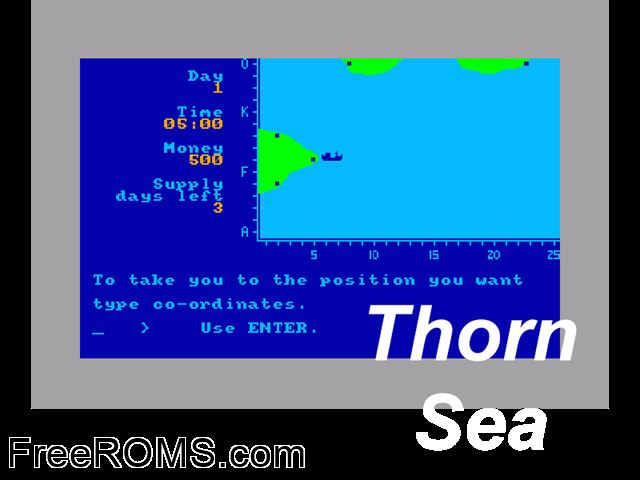 Thorn Sea (UK) (1987) Amstrad CPC game showing 3D box cover and gameplay screenshot