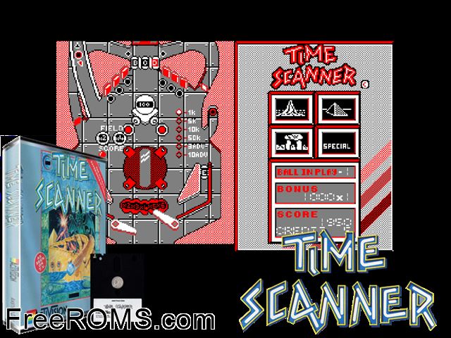 Time Scanner (UK) (1989) Amstrad CPC game showing 3D box cover and gameplay screenshot