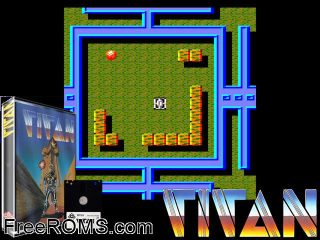 Titan (UK) (1988) Amstrad CPC game showing 3D box cover and gameplay screenshot