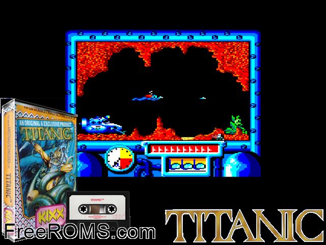 Titanic (S) (1988) Amstrad CPC game showing 3D box cover and gameplay screenshot