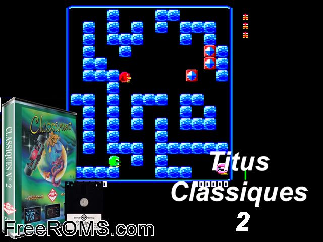Titus Classiques II (F) (19xx) Amstrad CPC game showing 3D box cover and gameplay screenshot
