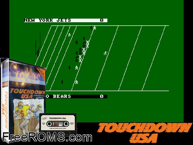 Touch Down USA (UK) (19xx) Amstrad CPC game showing 3D box cover and gameplay screenshot
