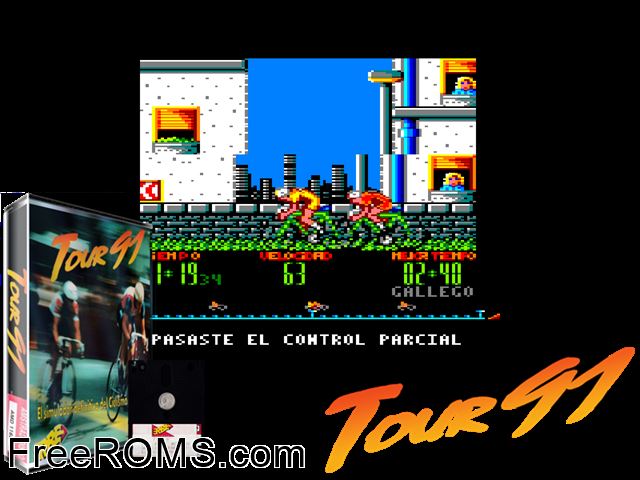 Tour 91 (S) (1991) Amstrad CPC game showing 3D box cover and gameplay screenshot