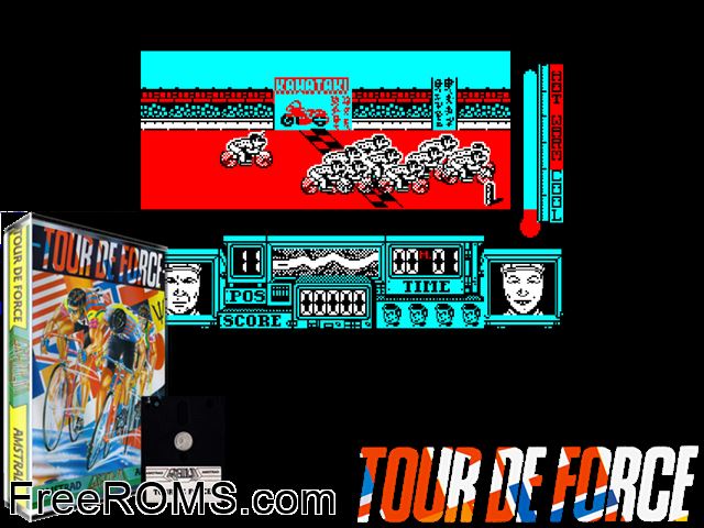 Tour de Force (UK) (1988) (Disk 2 of 2) Amstrad CPC game showing 3D box cover and gameplay screenshot