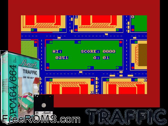 Traffic (UK) (1985) Amstrad CPC game showing 3D box cover and gameplay screenshot