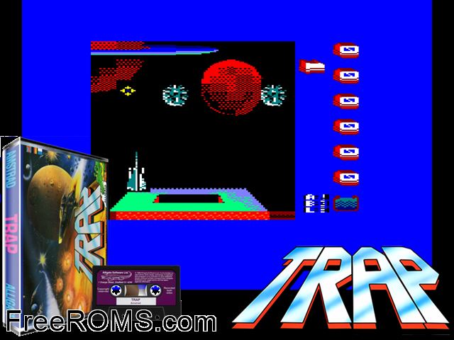 Trap (UK) (19xx) Amstrad CPC game showing 3D box cover and gameplay screenshot