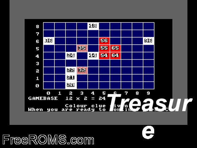 Treasure (UK) (1986) Amstrad CPC game showing 3D box cover and gameplay screenshot
