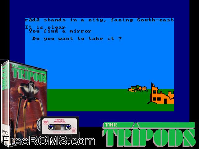 Tripods, The (UK) (1984) Amstrad CPC game showing 3D box cover and gameplay screenshot