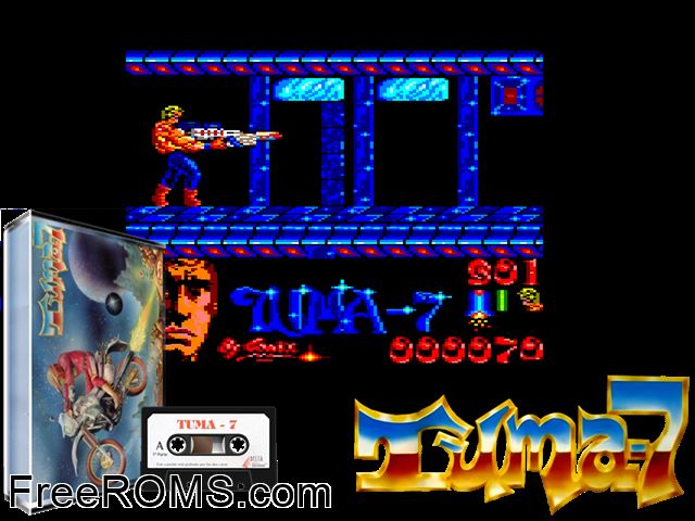 Tuma 7 (UK) (1990) Amstrad CPC game showing 3D box cover and gameplay screenshot