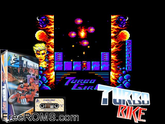 Turbo Girl (S) (1988) Amstrad CPC game showing 3D box cover and gameplay screenshot