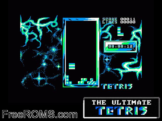 Ultimate Tetris (UK) (1994) Amstrad CPC game showing 3D box cover and gameplay screenshot