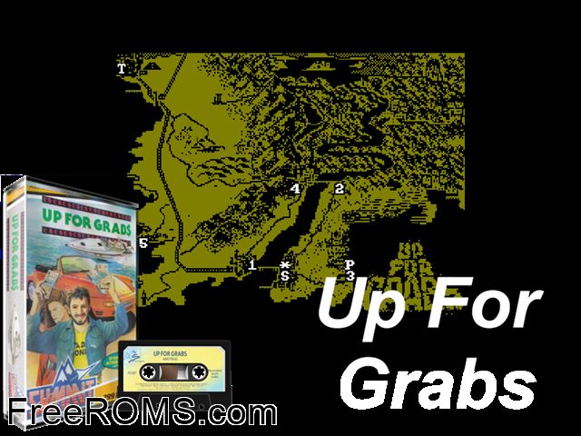 Up For Grabs (UK) (1988) Amstrad CPC game showing 3D box cover and gameplay screenshot