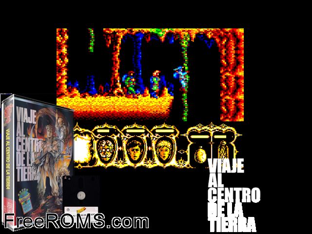 Viaje al Centro de la Tierra (S) (1989) Amstrad CPC game showing 3D box cover and gameplay screenshot