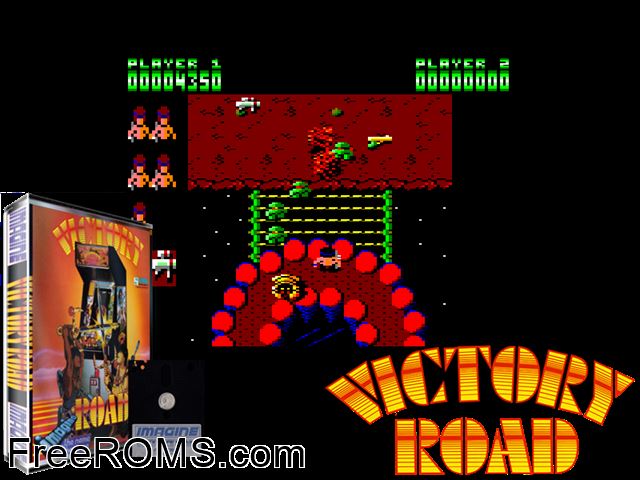 Victory Road (UK) (1987) Amstrad CPC game showing 3D box cover and gameplay screenshot