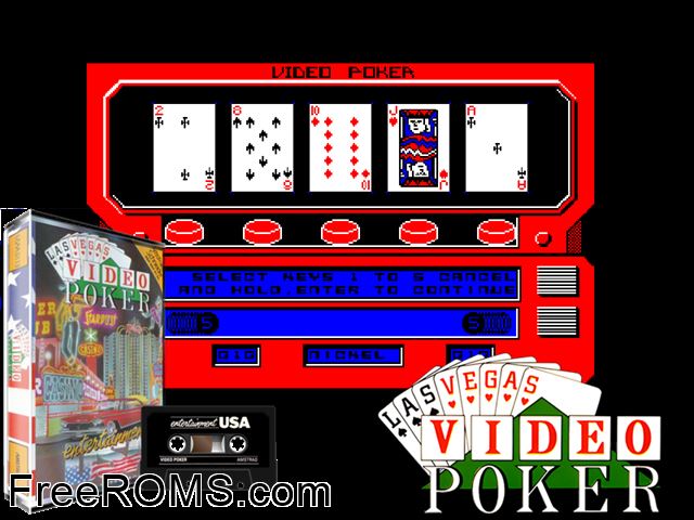 Video Poker (UK) (1986) Amstrad CPC game showing 3D box cover and gameplay screenshot