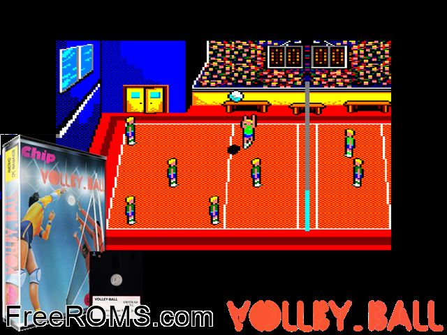 Volley Ball (F) (1987) Amstrad CPC game showing 3D box cover and gameplay screenshot