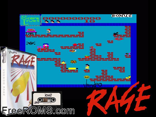Voodoo Rage (UK) (1986) Amstrad CPC game showing 3D box cover and gameplay screenshot