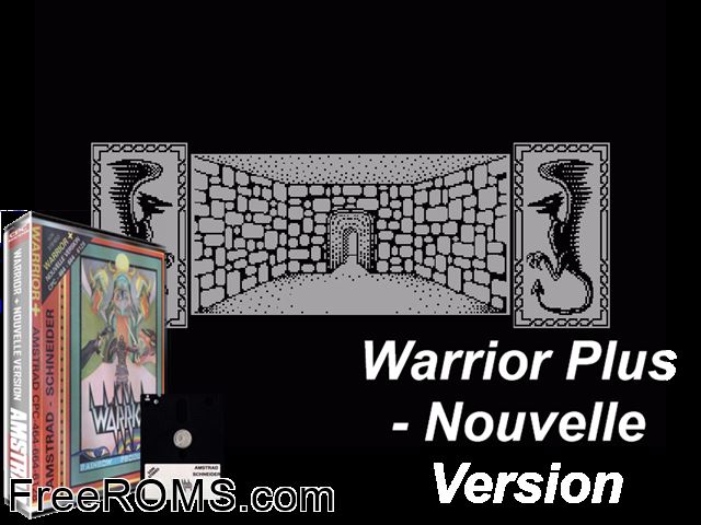 Warrior Plus (F) (1986) (Disk 2 of 2) Amstrad CPC game showing 3D box cover and gameplay screenshot