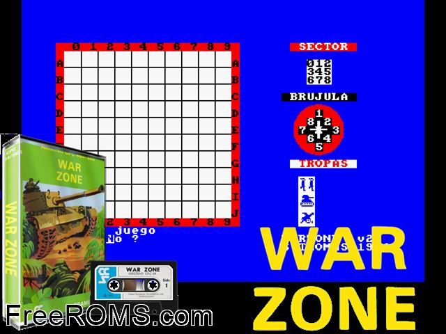 Warzone (UK) (1984) Amstrad CPC game showing 3D box cover and gameplay screenshot