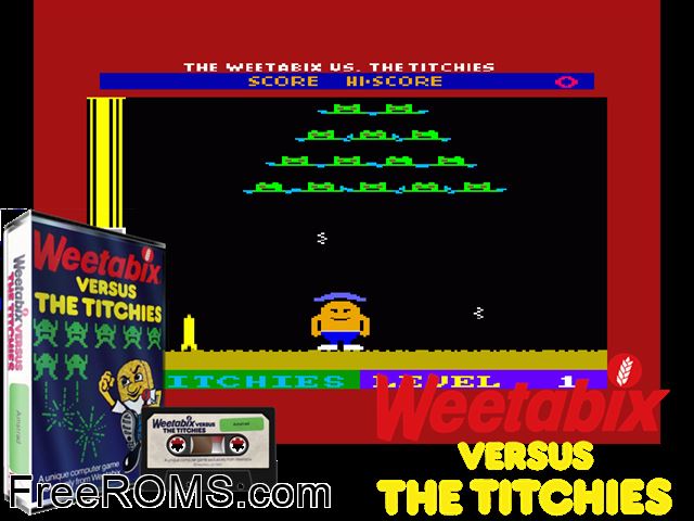 Weetabix vs the Titchies (UK) (1984) Amstrad CPC game showing 3D box cover and gameplay screenshot