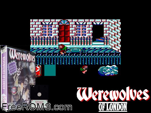 Werewolves of London (UK) (1987) Amstrad CPC game showing 3D box cover and gameplay screenshot
