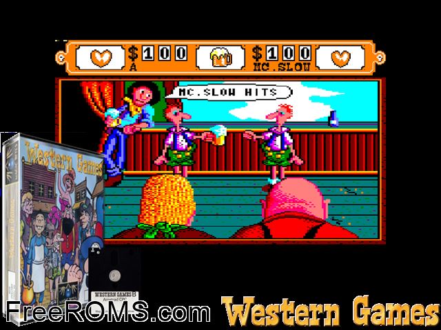 Western Games (UK) (1988) (Disk 2 of 2) Amstrad CPC game showing 3D box cover and gameplay screenshot