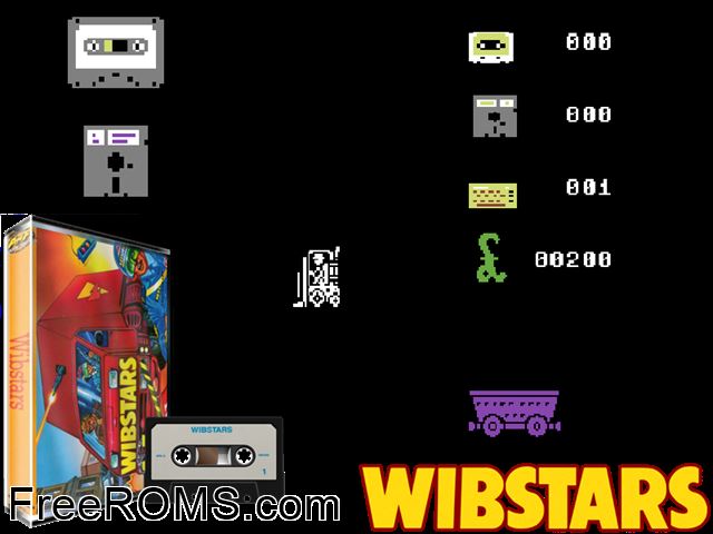 Wibstars (UK) (1987) Amstrad CPC game showing 3D box cover and gameplay screenshot