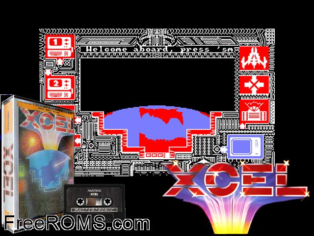 Xcel (UK) (1987) Amstrad CPC game showing 3D box cover and gameplay screenshot