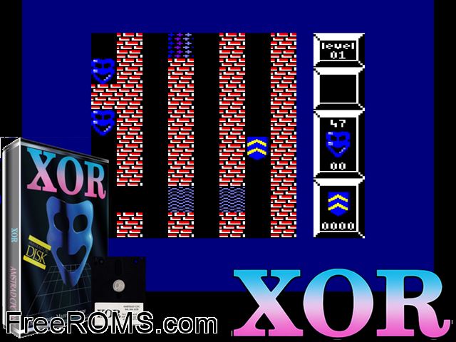 Xor (UK) (1987) Amstrad CPC game showing 3D box cover and gameplay screenshot