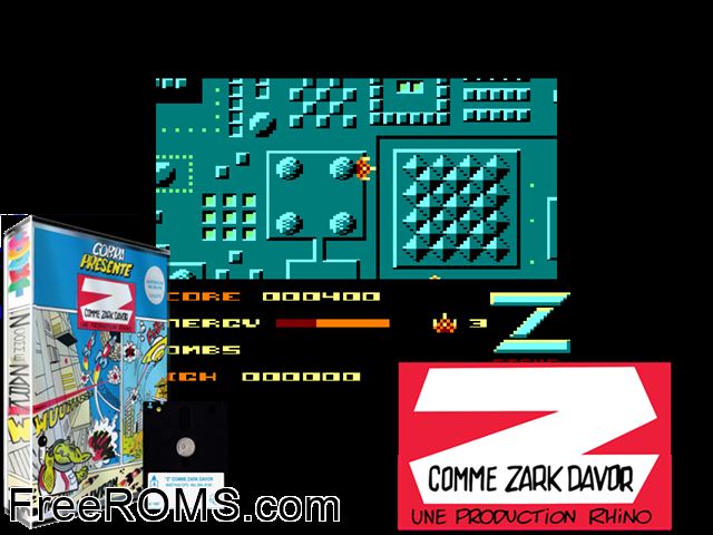 Z - Comme Zark Davor (F) (1986) Amstrad CPC game showing 3D box cover and gameplay screenshot