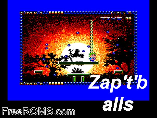 Zap't'balls Passwords (UK) (1992) Amstrad CPC game showing 3D box cover and gameplay screenshot