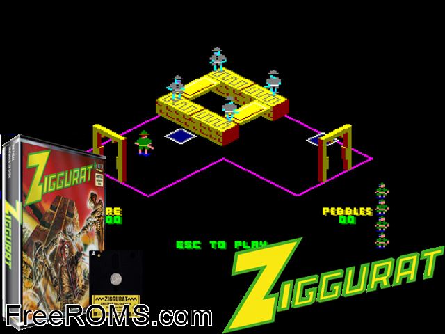 Ziggurat (UK) (1988) Amstrad CPC game showing 3D box cover and gameplay screenshot