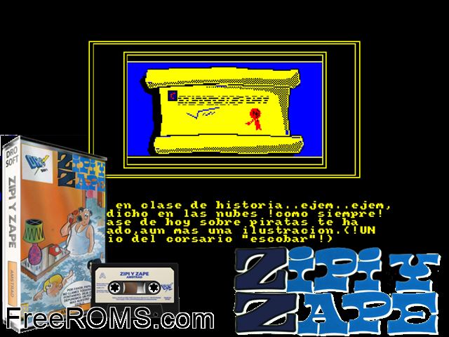 Zipi y Zape (S) (1989) Amstrad CPC game showing 3D box cover and gameplay screenshot