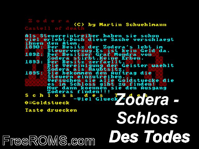 Zodera (G) (19xx) Amstrad CPC game showing 3D box cover and gameplay screenshot