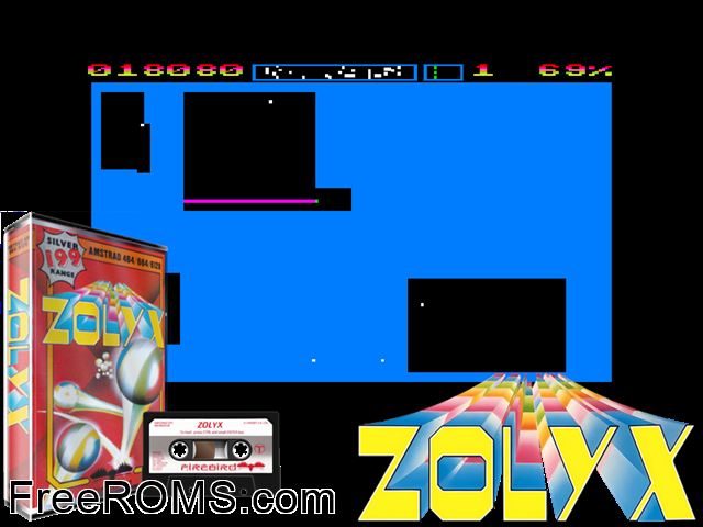Zolyx (UK) (1987) Amstrad CPC game showing 3D box cover and gameplay screenshot