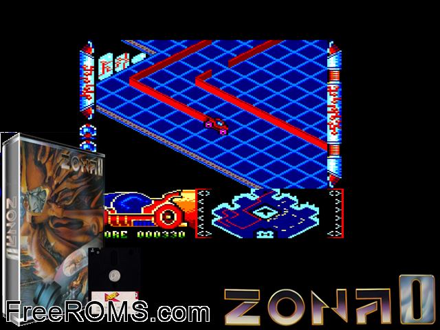 Zona 0 (S) (19xx) Amstrad CPC game showing 3D box cover and gameplay screenshot