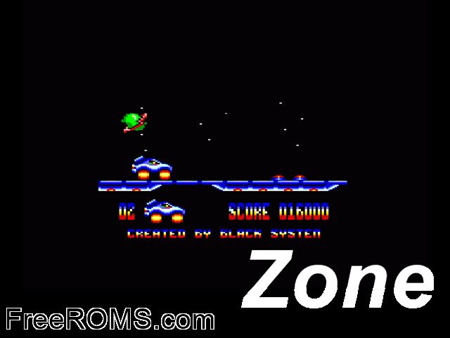 Zone (UK) (1989) Amstrad CPC game showing 3D box cover and gameplay screenshot