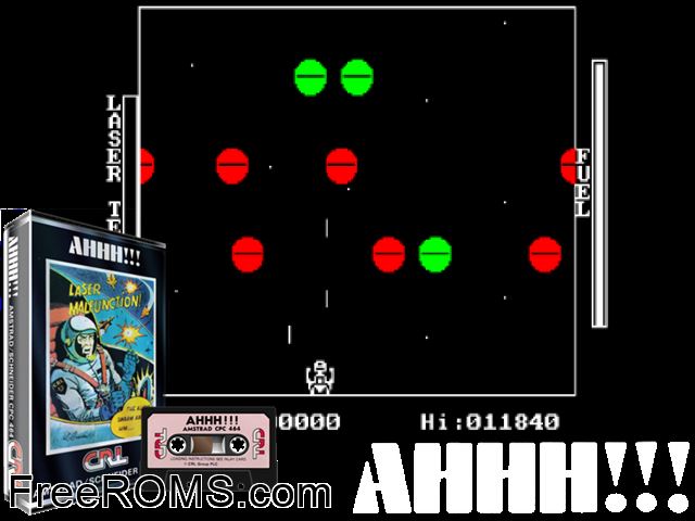 ZZZ_UNK_AHHH Amstrad CPC game showing 3D box cover and gameplay screenshot
