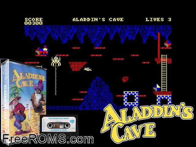 ZZZ_UNK_aladdcav Amstrad CPC game showing 3D box cover and gameplay screenshot