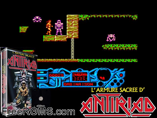 ZZZ_UNK_ANTIRIAD Amstrad CPC game showing 3D box cover and gameplay screenshot
